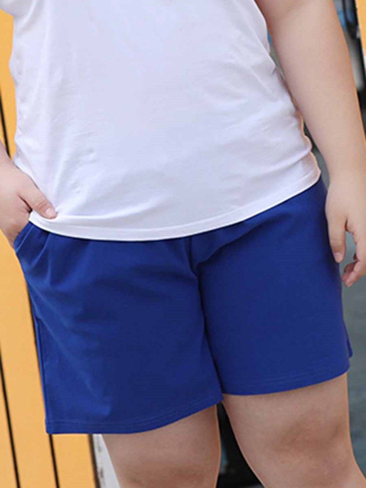 Damelommer I Store Størrelser Solid Shorts Sommersportsbukser