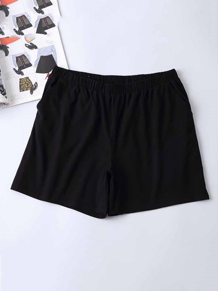 Damelommer I Store Størrelser Solid Shorts Sommersportsbukser