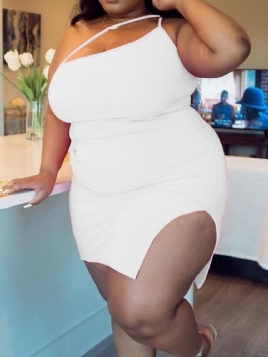 Ermeløs Splitt Over Kneet Bodycon Kjole Plus Size