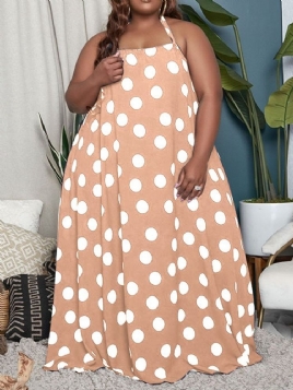 Gulvlang Ermeløs Patchwork Polka Dots Pullover Maxi Kjole Plus Size