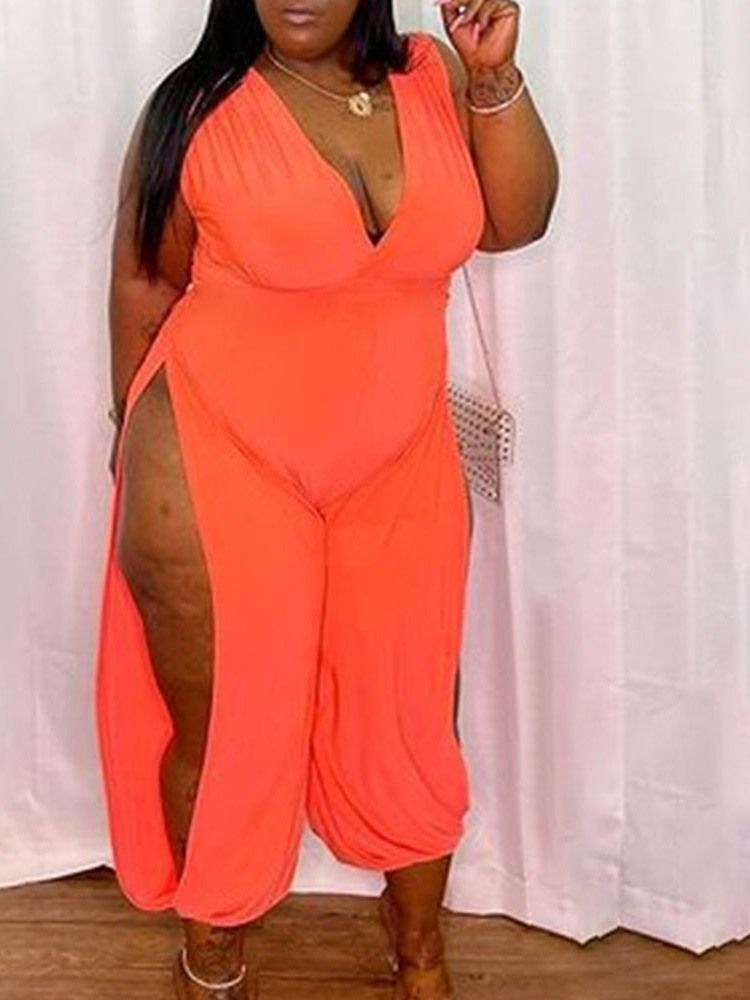 Mote Vanlig Ankellengde Løs Jumpsuit For Kvinner Plus Size