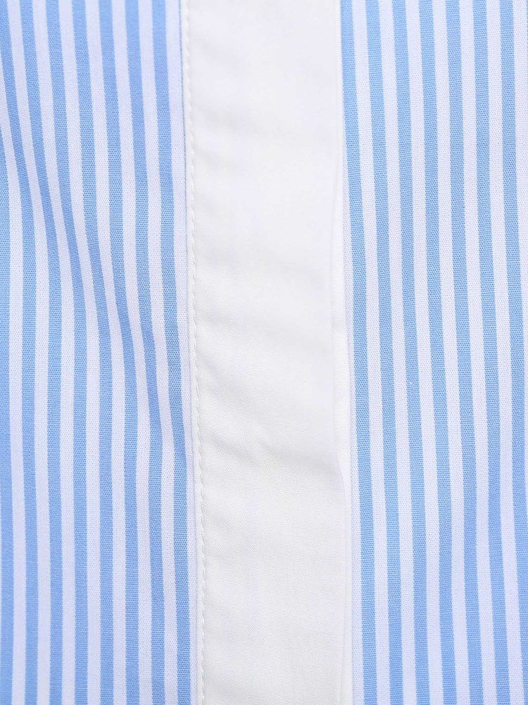 Stripe Patchwork Stringy Selvedge Polo Neck Plus Size Bluse