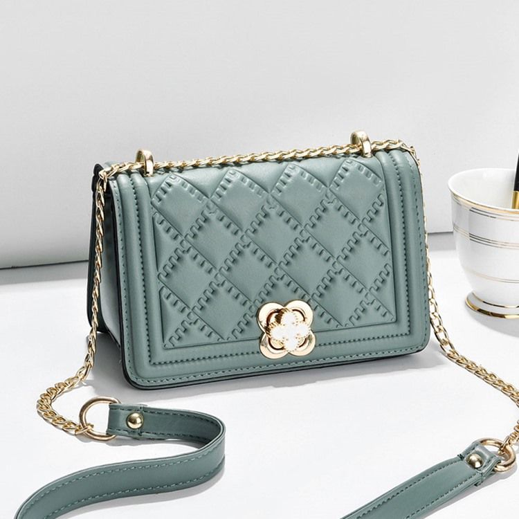 Kjede Rektangel Pu Crossbody-Vesker