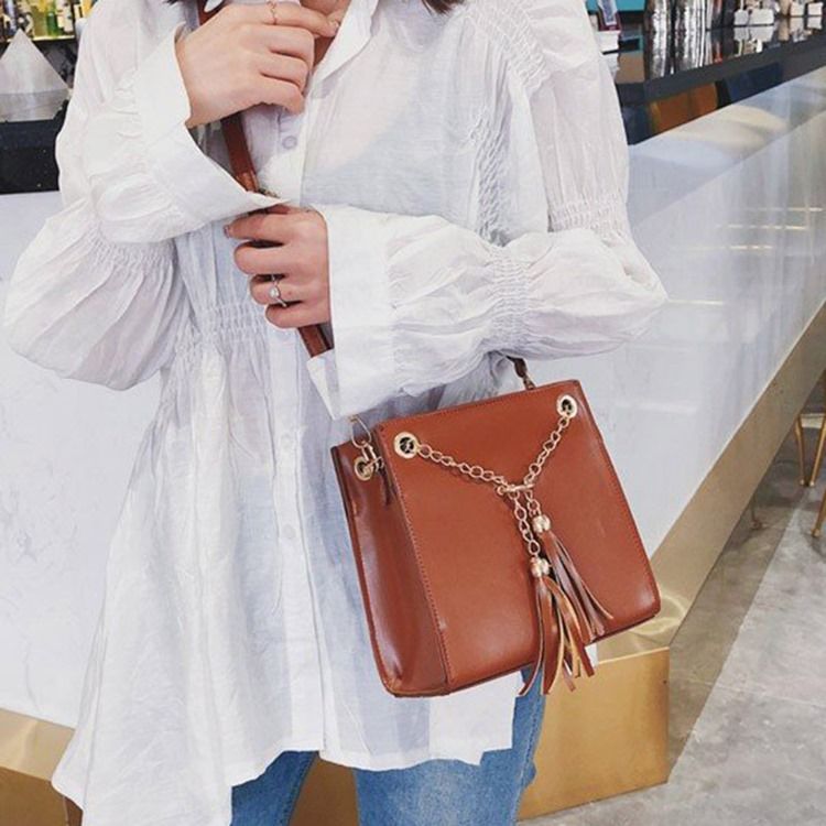 Pu Dusk Plain Square Crossbody Bag