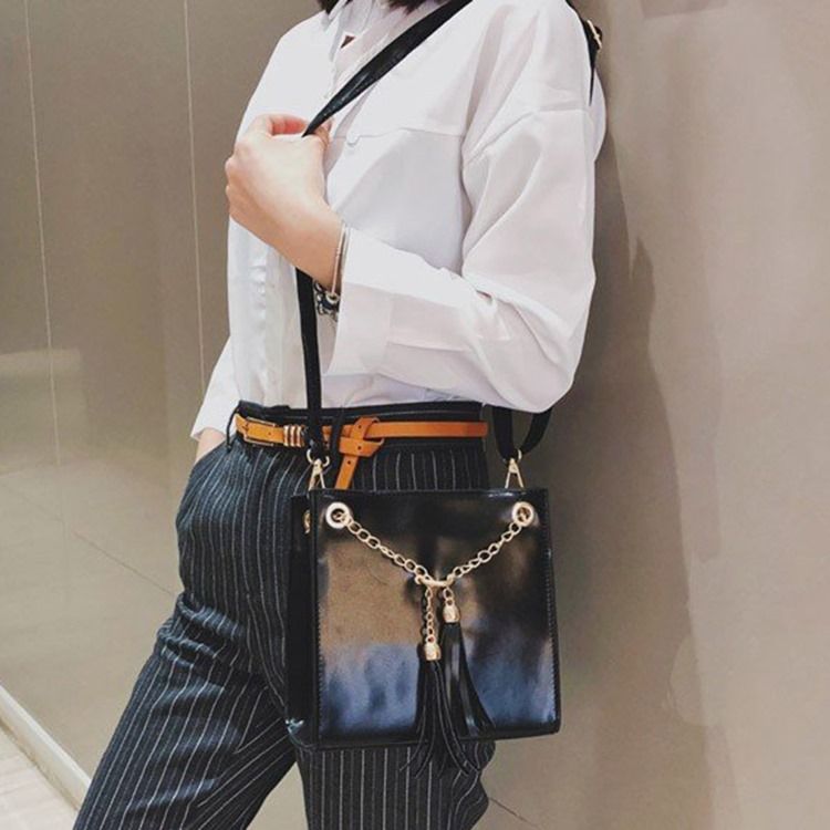 Pu Dusk Plain Square Crossbody Bag
