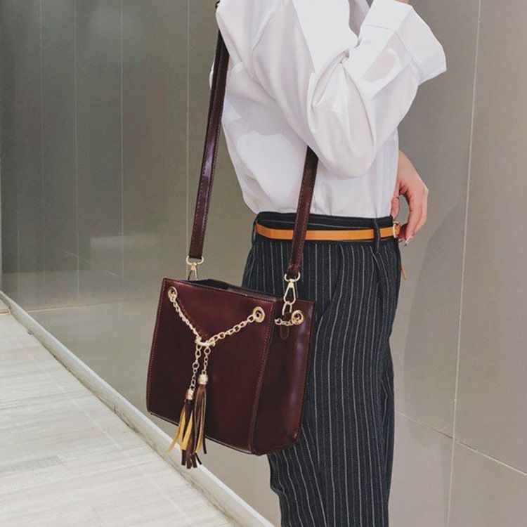 Pu Dusk Plain Square Crossbody Bag