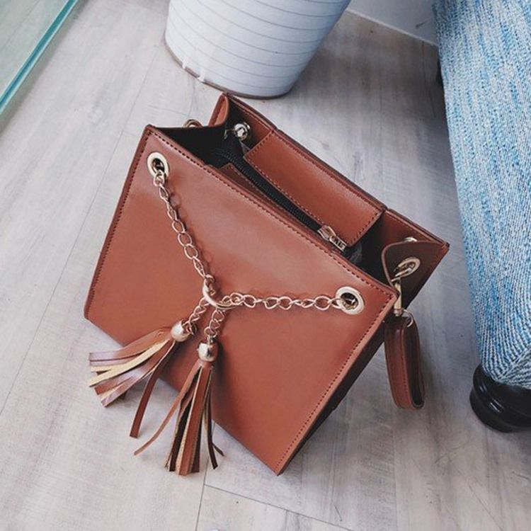 Pu Dusk Plain Square Crossbody Bag