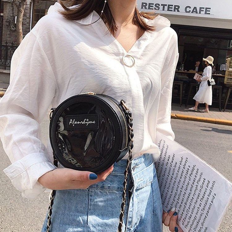 Pu Glidelås Sirkulære Crossbody Vesker