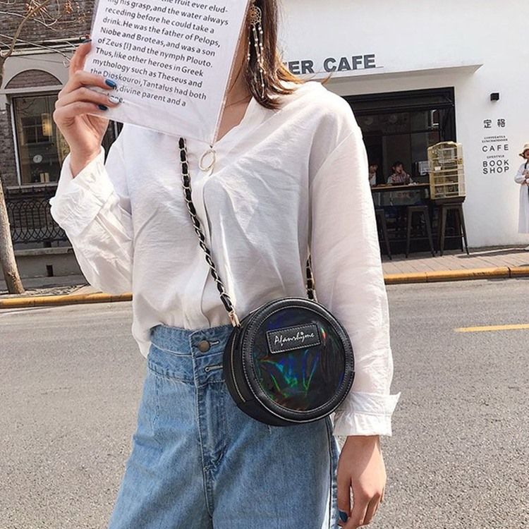 Pu Glidelås Sirkulære Crossbody Vesker