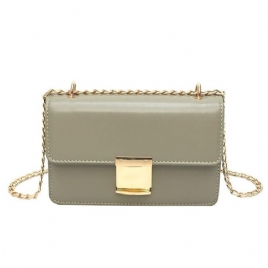 Pu-Kjedelås Rektangel-Crossbody-Vesker