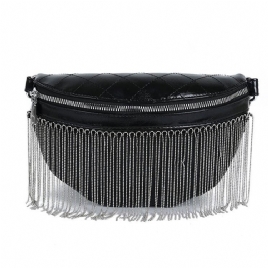 Pu Rutete Frynser Tråd Saddle Crossbody Vesker