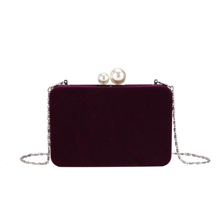 Vanlig Velour-Kjedeklaff Crossbody-Veske