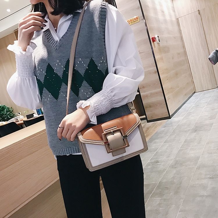 Vanlige Pu-Beltedekorerte Rektangulære Crossbody-Vesker