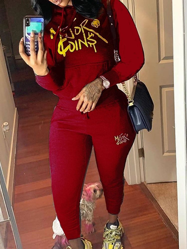 Color Block Casual Pullover Todelt Sett
