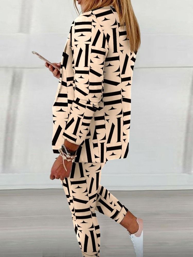 Office Lady Blazer Print Langermet Ankellengde Dress