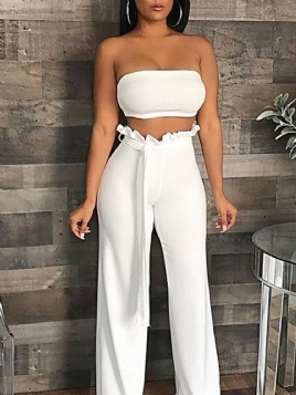 Patchwork Western Plain Off Shoulder Brede Ben Kvinners Todelt Sett