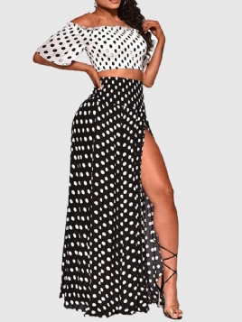 Print Polka Dots Skjørt Pullover Kvinners Todelt Sett