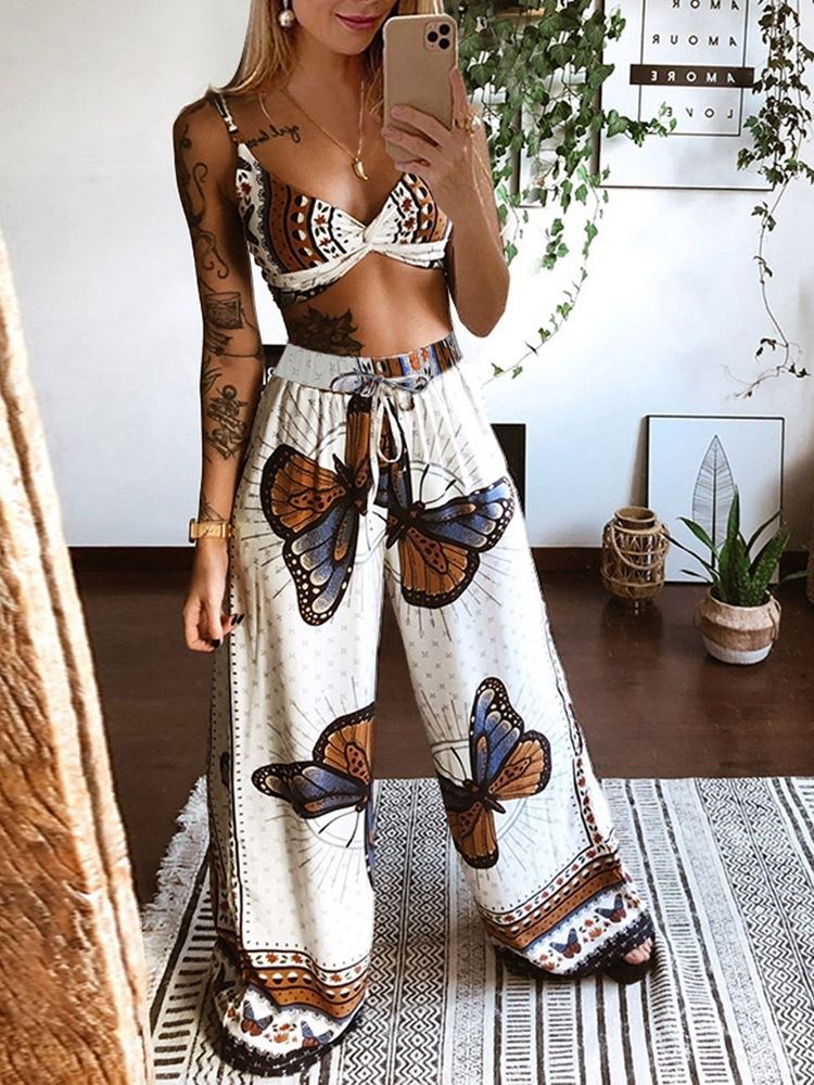 Sexy Animal Print Rett Genser Kvinners Todelt Sett