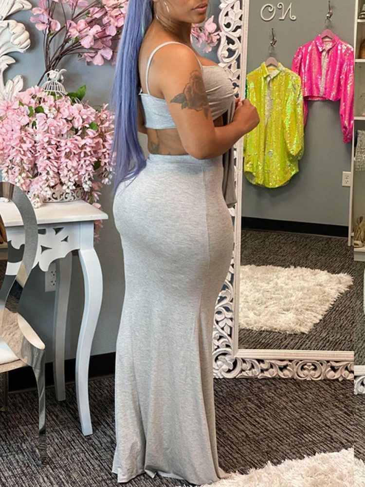 Sexy Skjørt Ensfarget Bodycon Todelt Sett For Kvinner