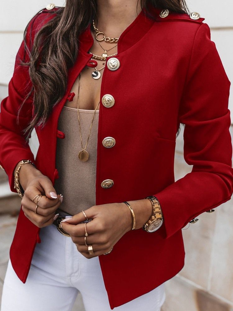Single-Breasted Langermet Vanlig Standard Fall Blazer For Kvinner