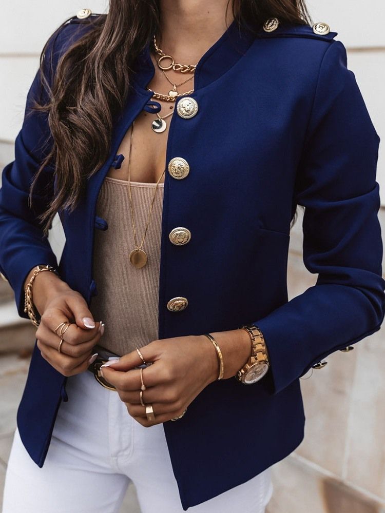 Single-Breasted Langermet Vanlig Standard Fall Blazer For Kvinner