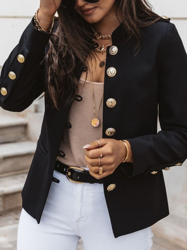 Single-Breasted Langermet Vanlig Standard Fall Blazer For Kvinner