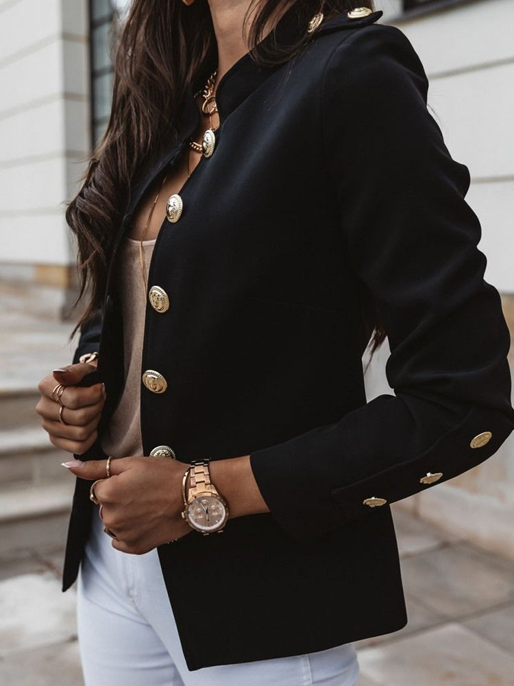 Single-Breasted Langermet Vanlig Standard Fall Blazer For Kvinner
