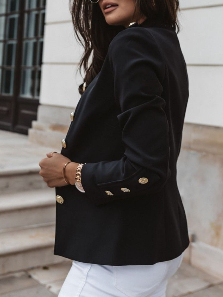 Single-Breasted Langermet Vanlig Standard Fall Blazer For Kvinner