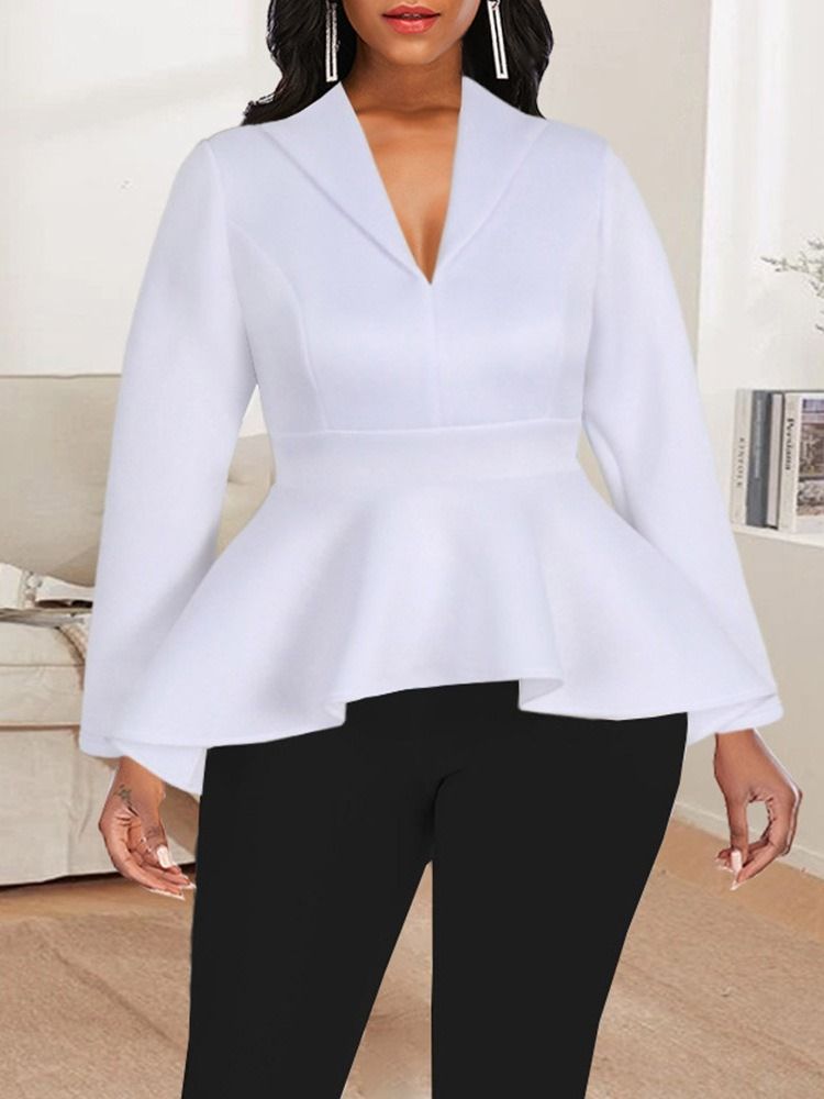 Vanlig Falbala Ruffles Langermet Bluse