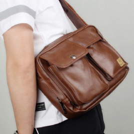 Vanlige Pu-Tråder Firkantede Crossbody-Vesker For Menn