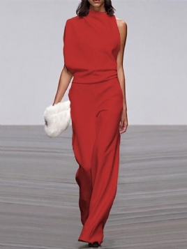 Elegant Ensfarget Rett Jumpsuit For Kvinner I Full Lengde
