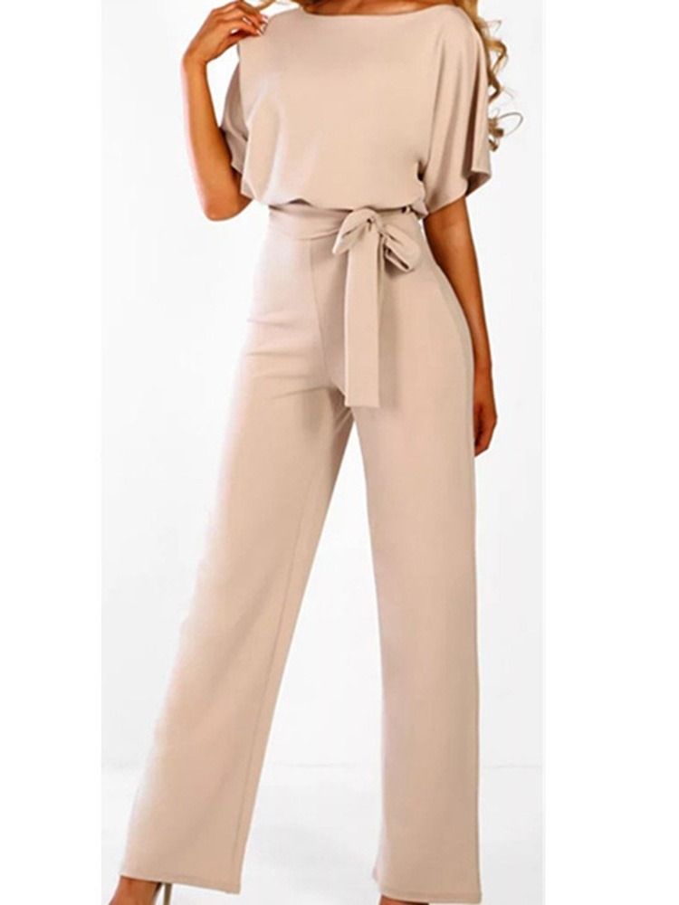 Ensfarget Fest Cocktail Slim Rett Jumpsuit For Kvinner