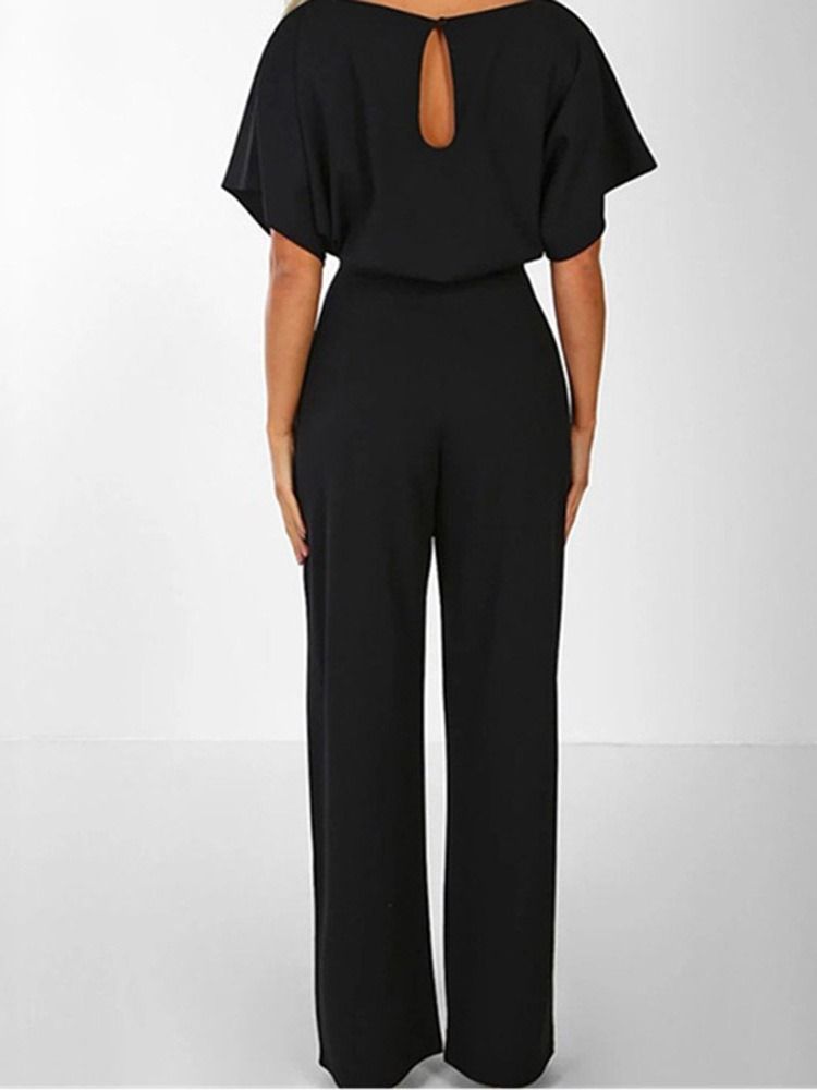 Ensfarget Fest Cocktail Slim Rett Jumpsuit For Kvinner