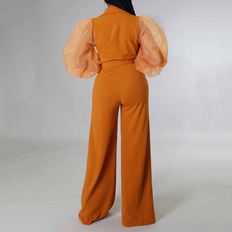 Fashion Mesh Full Lengde Høy Midje Slim Jumpsuit