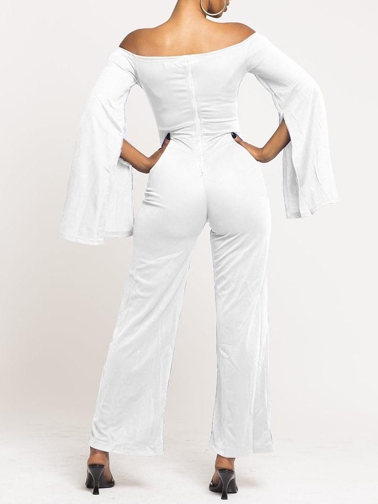 Full Lengde Ensfarget Hul Dame Jumpsuit Med Slanke Brede Ben