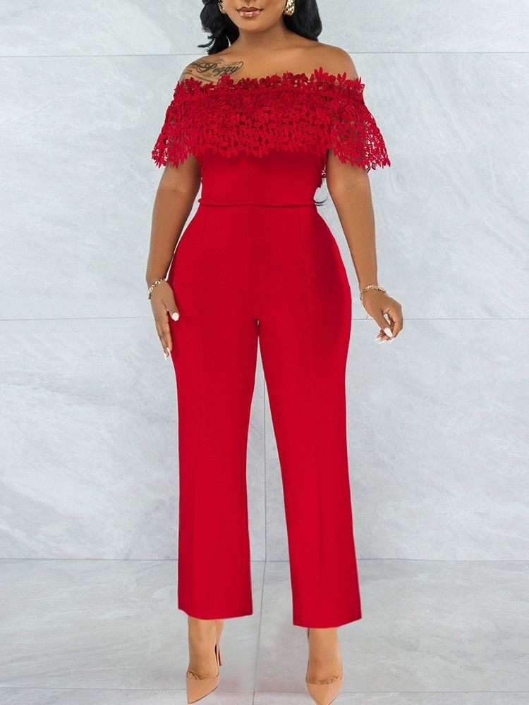 Full Lengde Kontor Dame Vanlig Høy Midje Slim Jumpsuit
