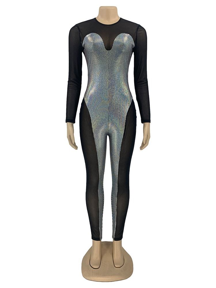 Paljetter Full Lengde Sexy Skinny Pencil Bukser Jumpsuit