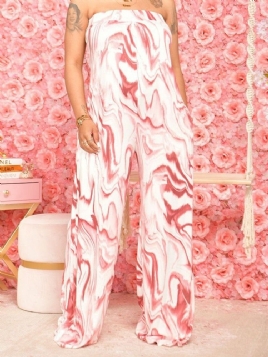 Skriv Ut Full Lengde Kontor Dame Dame Jumpsuit Med Brede Ben
