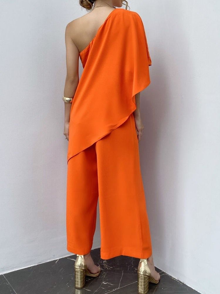 Vanlig Ankellengde Asymmetrisk Løs Midje Jumpsuit