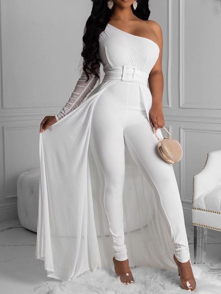 Vanlig Full Lengde Swallowtail Høy Midje Blyantbukse Jumpsuit