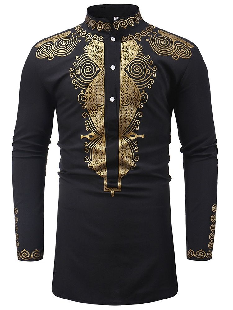 Afrikansk Mote Dashiki Standkrage For Menn Uformelle T-Skjorter
