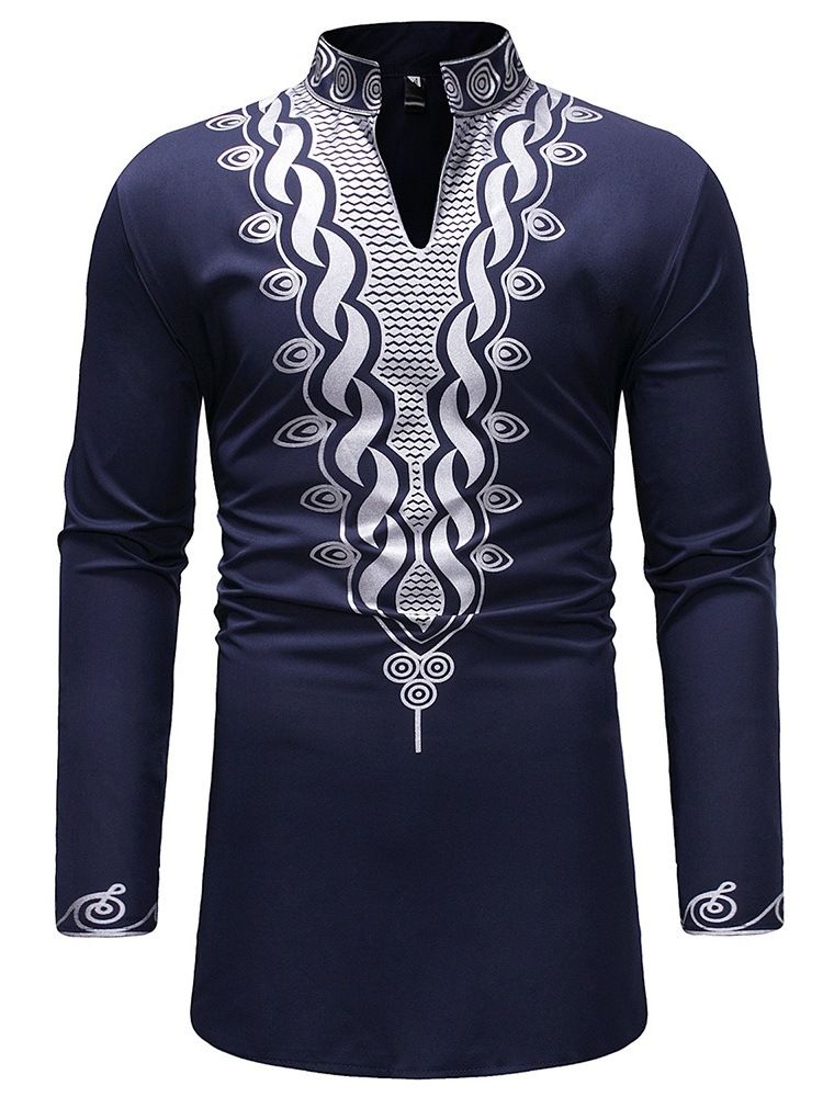 Afrikansk Mote Dashiki-T-Skjorter For Menn Med Geometrisk Trykk