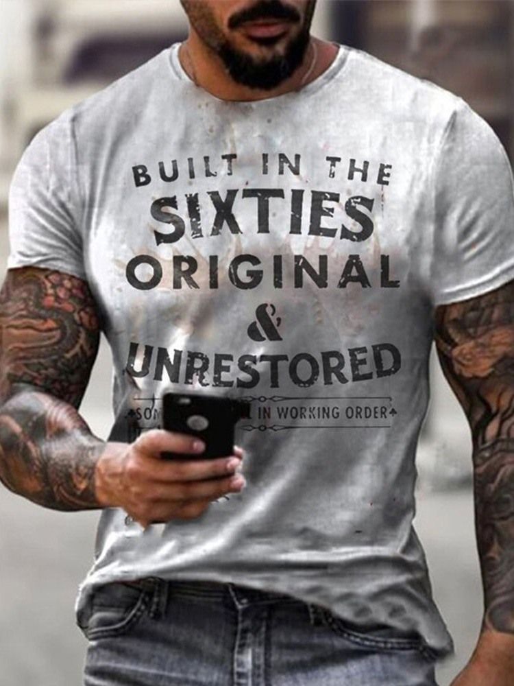 Casual Letter Print Slim Pullover T-Skjorte For Menn