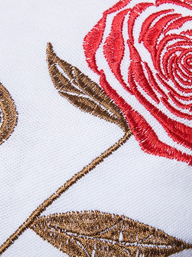 Herreklær Slim Polo-T-Skjorte Med Blomsterrosetrykt
