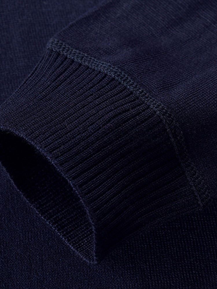 Patchwork Polo Neck Stripe Langermet Pullover T-Skjorte