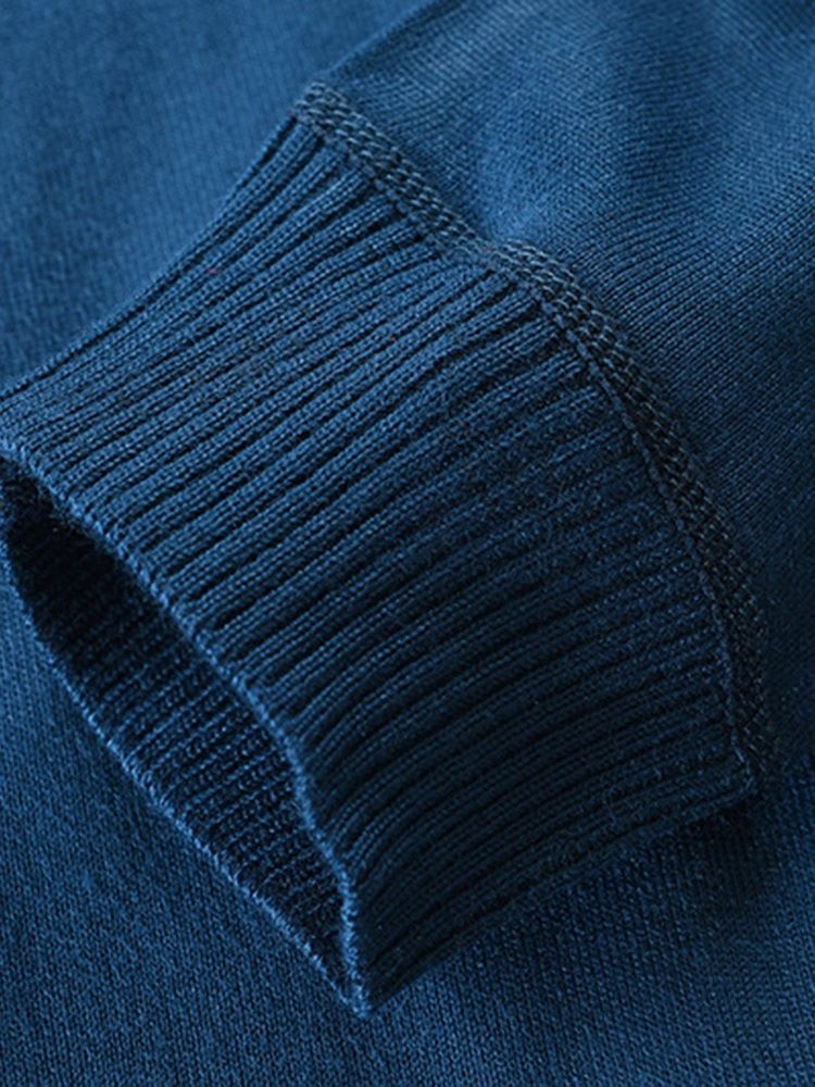Polo Neck Color Block Button Langermet Pullover T-Skjorte
