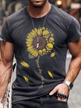 Print Casual Floral Slim Kortermet T-Skjorte For Menn
