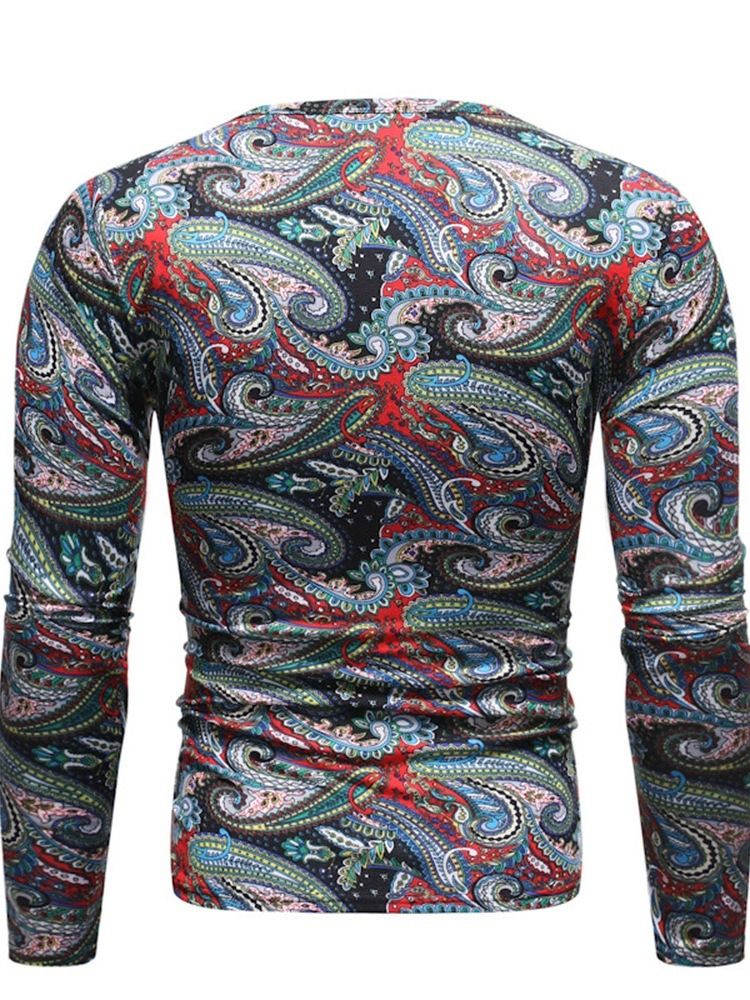 Print Fashion Color Block Langermet Pullover T-Skjorte