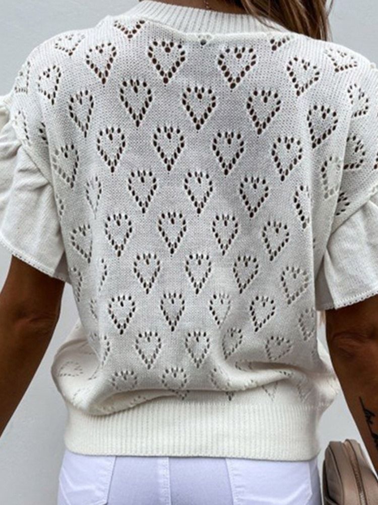 Petal Sleeve Patchwork Standard Kortermet Damegenser
