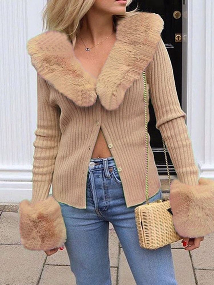 Vanlig Single-Breasted Patchwork Slim Standard Genser
